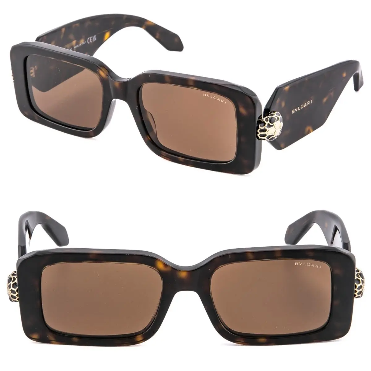 Bvlgari 40044 Serpenti Forever BV40044I Brown Scales Snake Head Sunglasses 52E