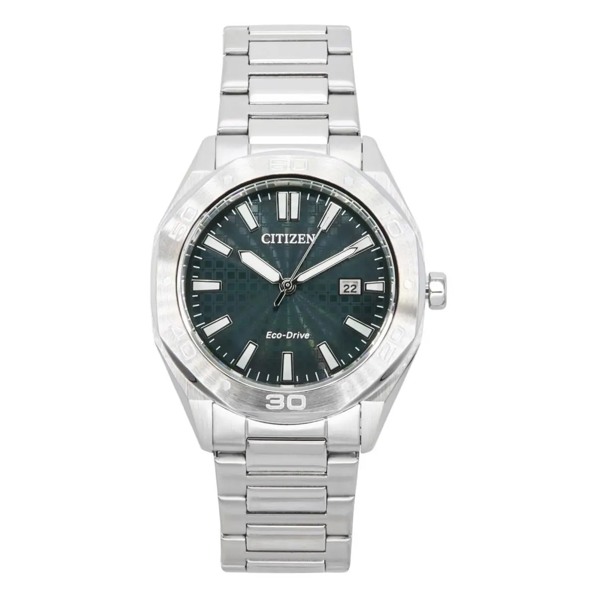 Citizen Eco-drive Stainless Steel Green Dial BM7630-80X 100M Mens Watch