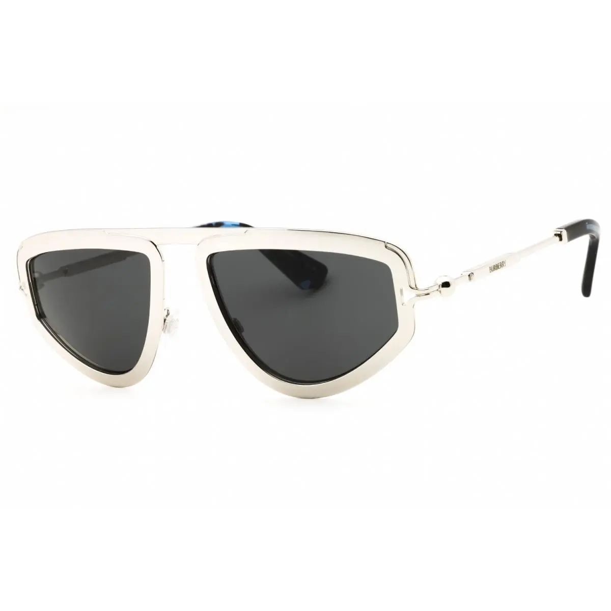 Burberry BE3150 100587 Sunglasses Silver Frame Dark Grey Lenses 56mm