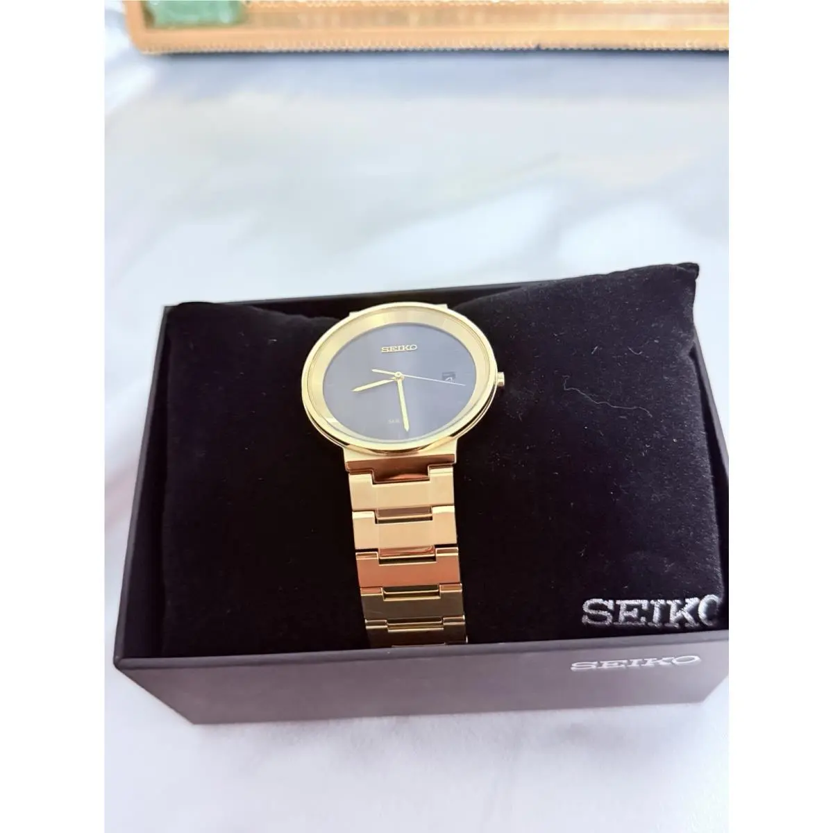 Solar Eco-drive SNE482 Men’s Gold Tone Watch by Seiko