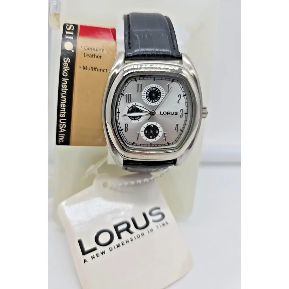 Vtg  Lorus Sii Sport Watch Stainless Black Leather Multifunction by Seiko