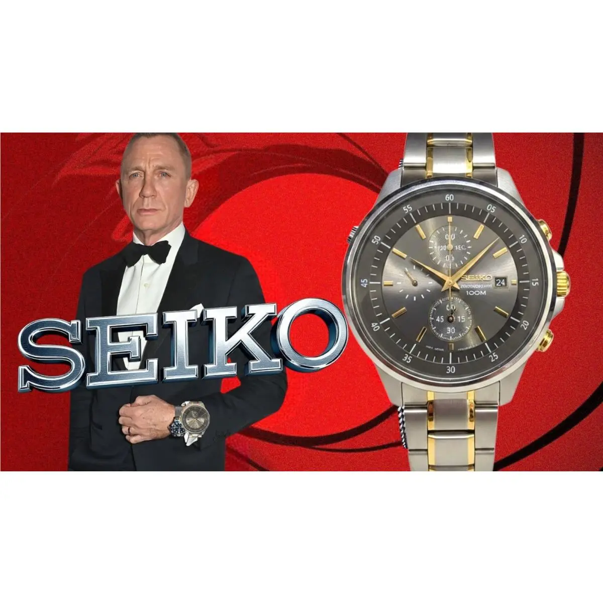 Japanese QZ 42 MM Men`s Gray Sunburst Dial Chronograph by Seiko