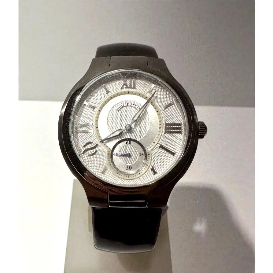 Philip Stein Signature 40mm Steel Silver Dial Men Quartz Watch 42-SIL