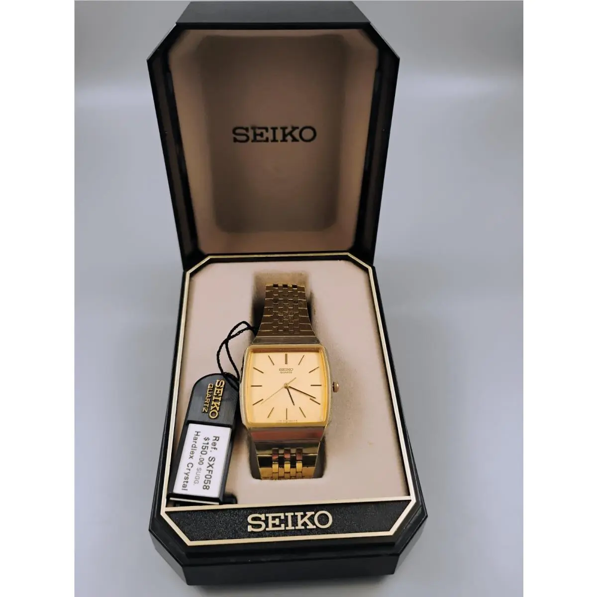Mint Nos Vintage  3421-5220 Quartz Tank Watch April 1982 Box Hangtag Rare by Seiko