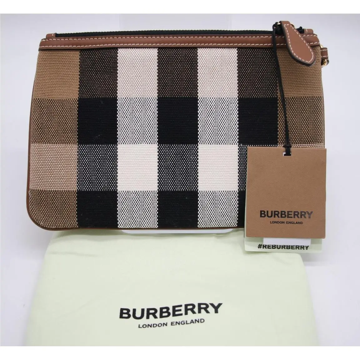 House Check Peyton Wristlet Pouch Taupe Brown by Burberry