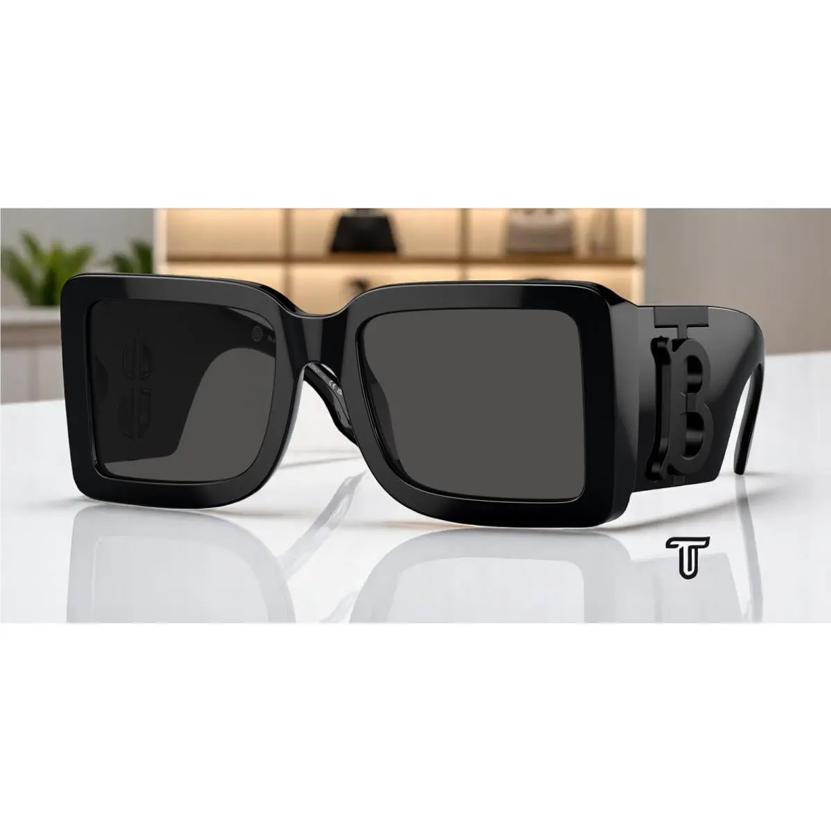 BE4406U 409387 Black Dark Grey 55 mm Women`s Sunglasses by Burberry