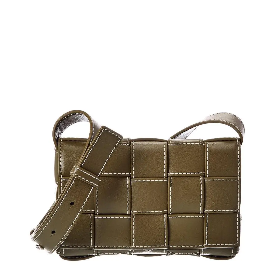 Cassette Small Urban Stitch Maxi Intrecciato Leather Shoulderbag by Bottega Veneta
