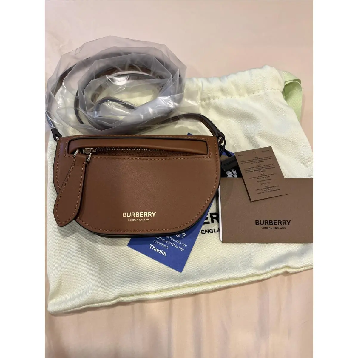 Olympia Micro Leather Card Case Brown Perfect Valentines Day Present by Burberry