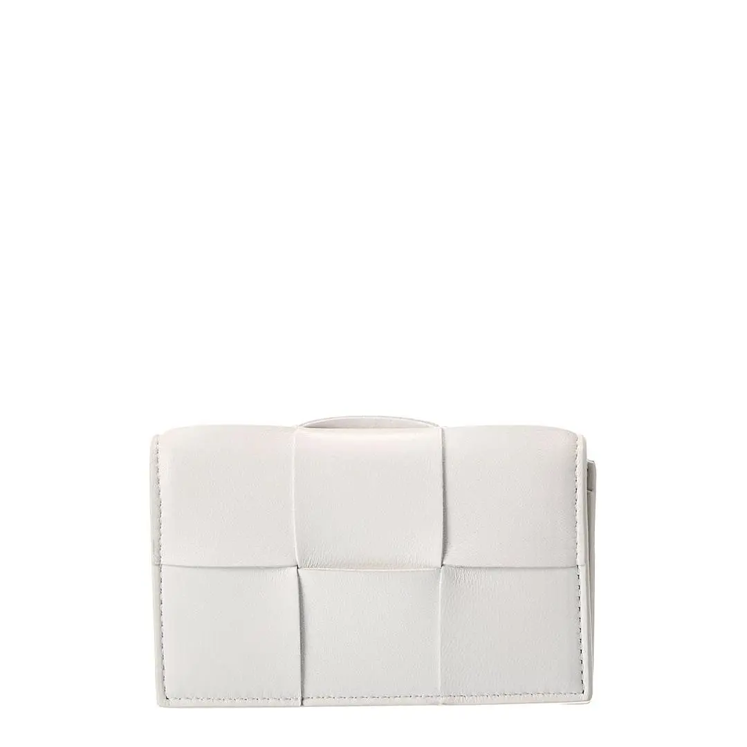 Maxi Intrecciato Leather Business Card Case Women`s White by Bottega Veneta