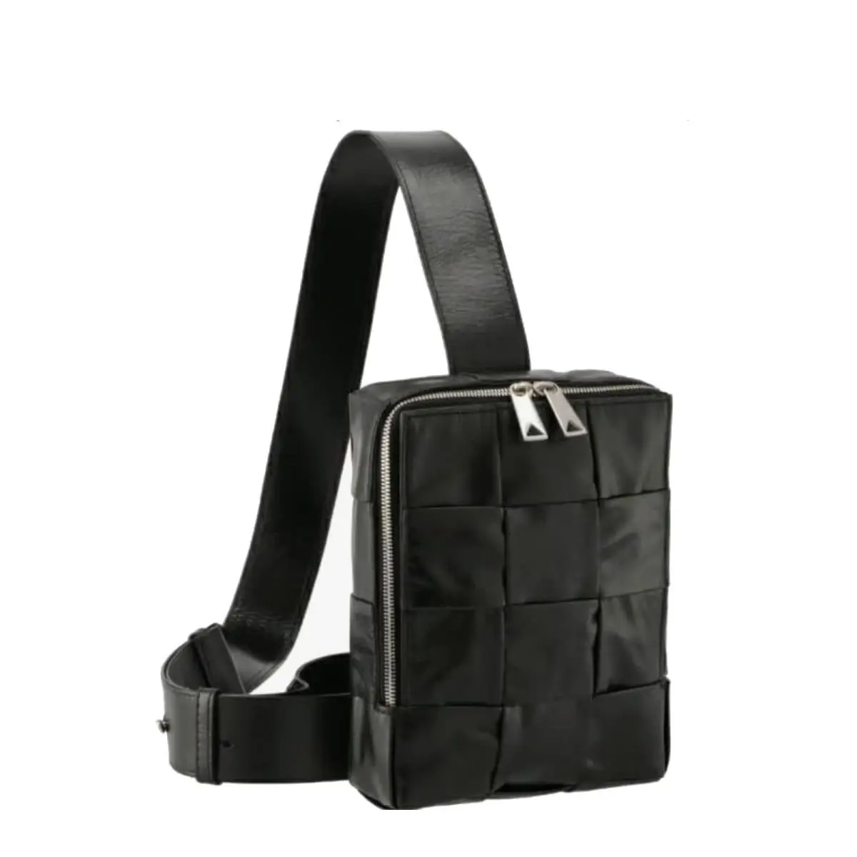 Cassette Crossbody Messenger Bag Black Intrecciato Leather by Bottega Veneta