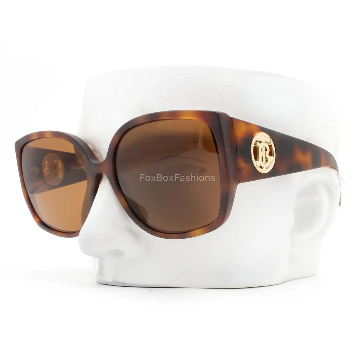 Oversized Sunglasses Matte Brown Tortoise Gold Logo B4290 3382/3 W/case by Burberry
