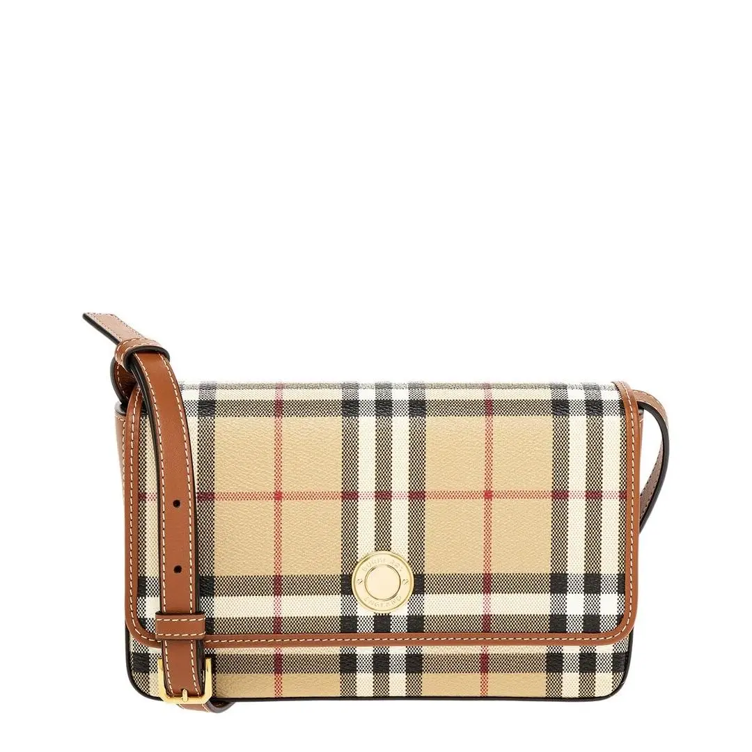 Hampshire Canvas Leather Crossbody Women`s Beige by Burberry