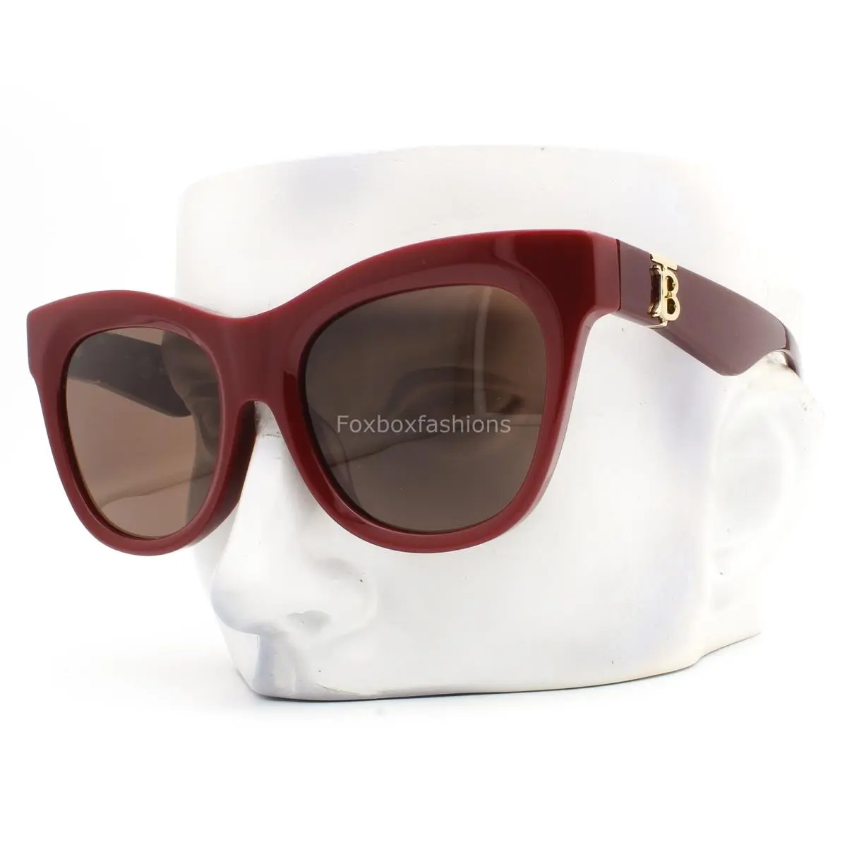 Sunglasses B4418F 4119/73 Dark Bordeaux Red Gold Logo with Case by Burberry