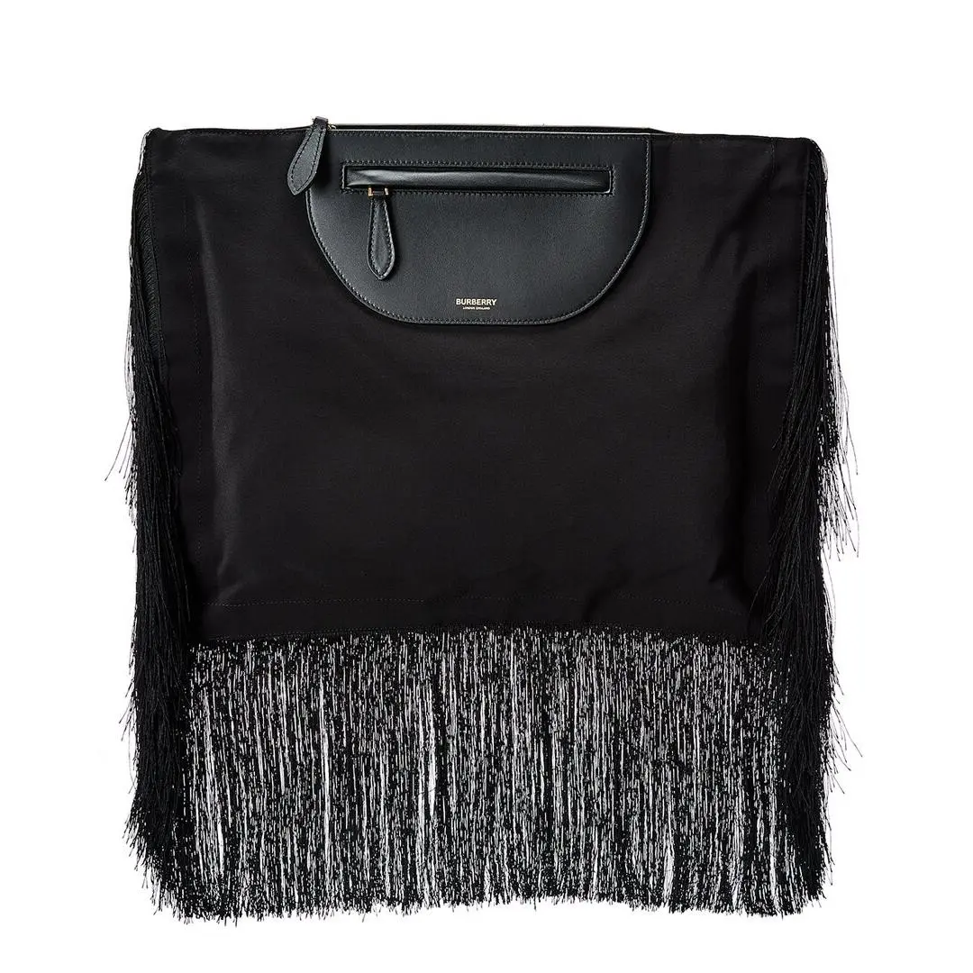 Olympia Fringe Canvas Leather Clutch Women`s Black by Burberry