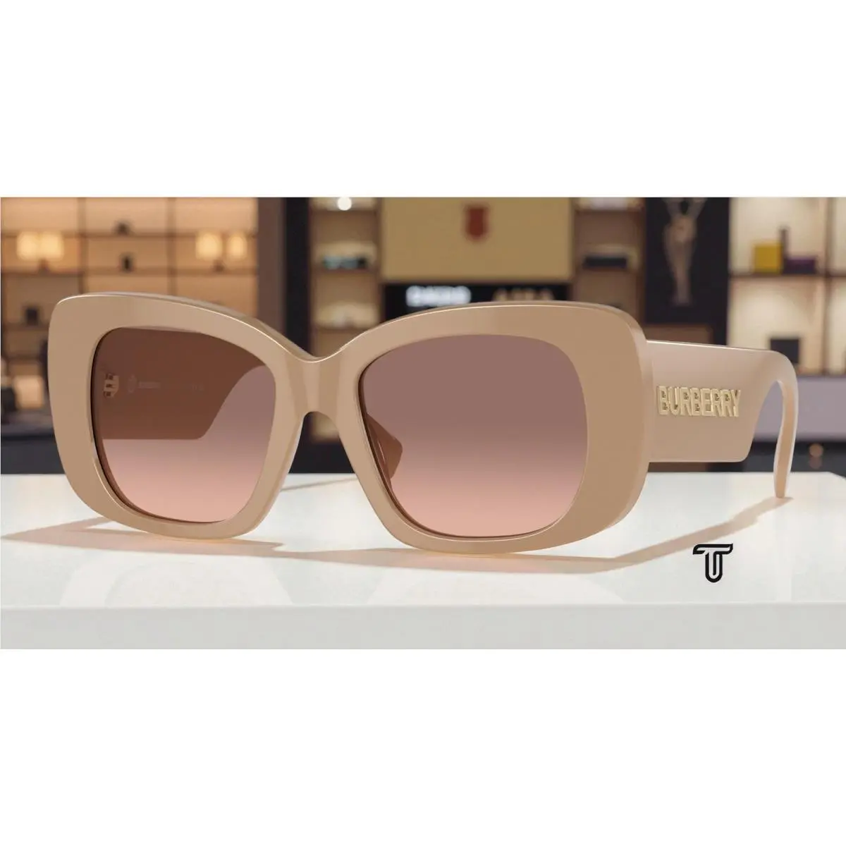 BE4410 399013 Beige Pink Gradient Dark Brown 52 mm Women`s Sunglasses by Burberry