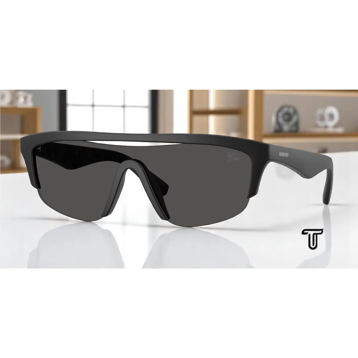 BE4460U 346487 Matte Black Dark Grey 40 mm Men`s Sunglasses by Burberry