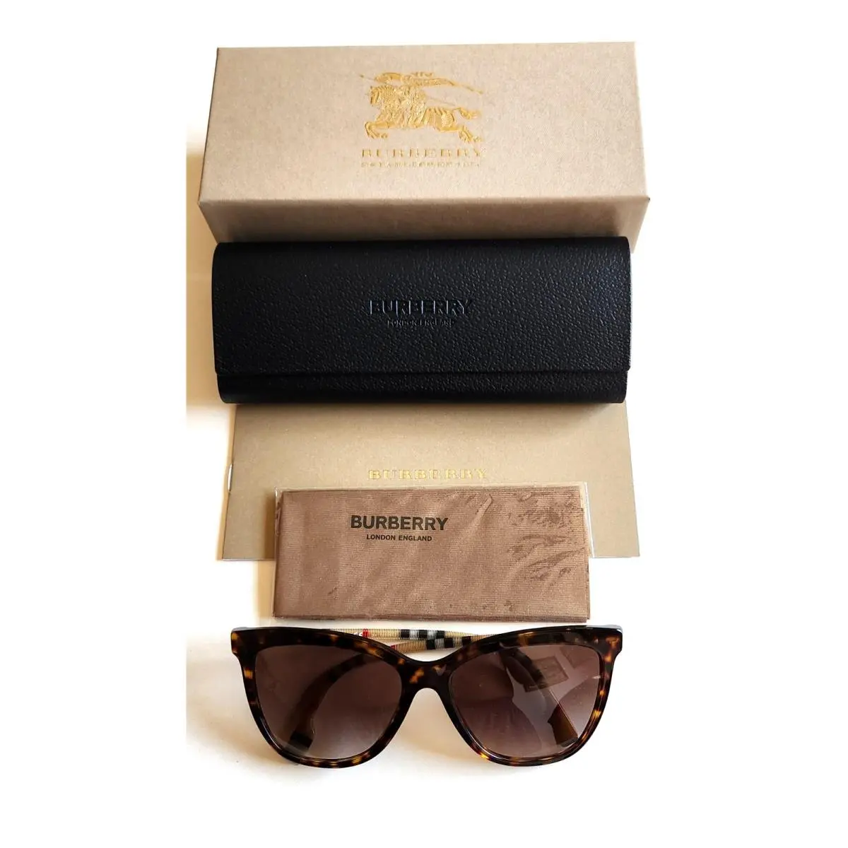 Women`s Havana Cat-eye Sunglasses W/signature Branded Temple by Burberry