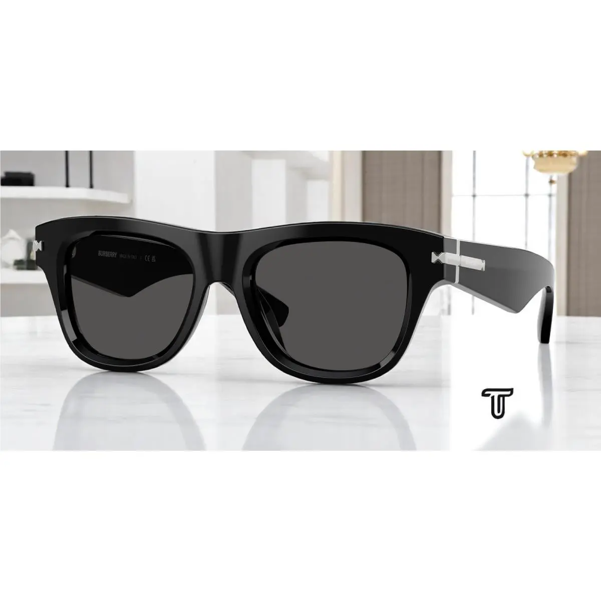 BE4438U 300187 Black Dark Grey 53 mm Men`s Sunglasses by Burberry