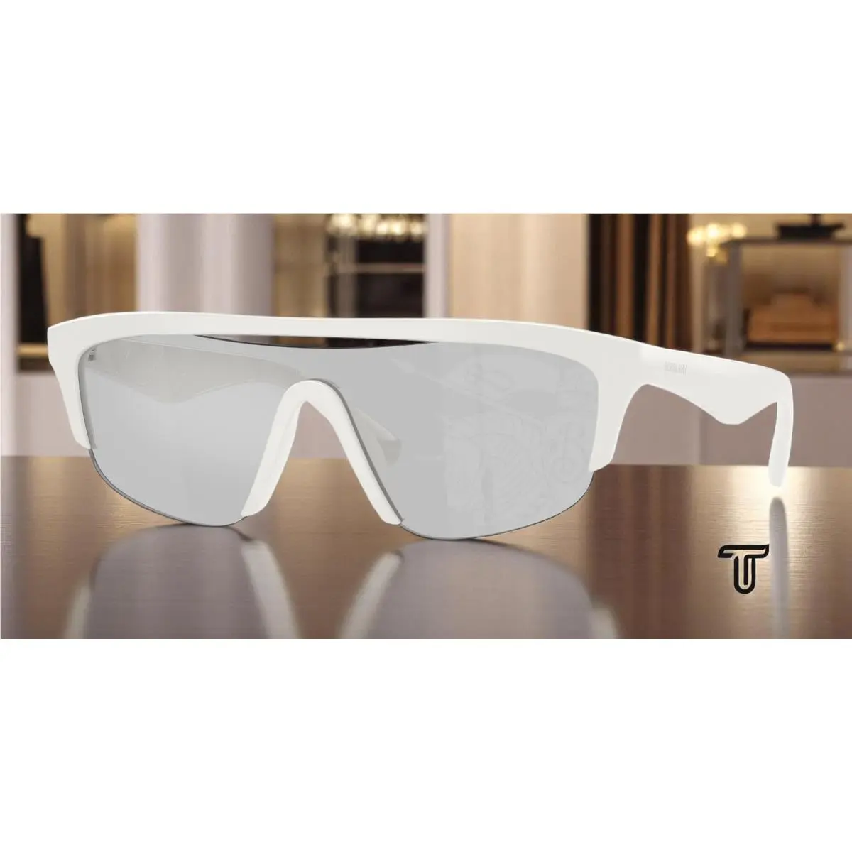 BE4460U 417269 White Grey Lt Tampo Mirror Silver 40 mm Men`s Sunglasses by Burberry