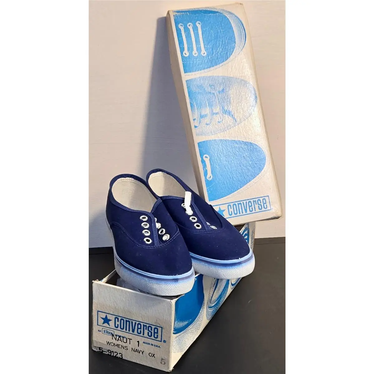 Vtg 1970s Converse Navy Blue Womens Sz 5 Nautical Oxford Canvas Deck Shoe