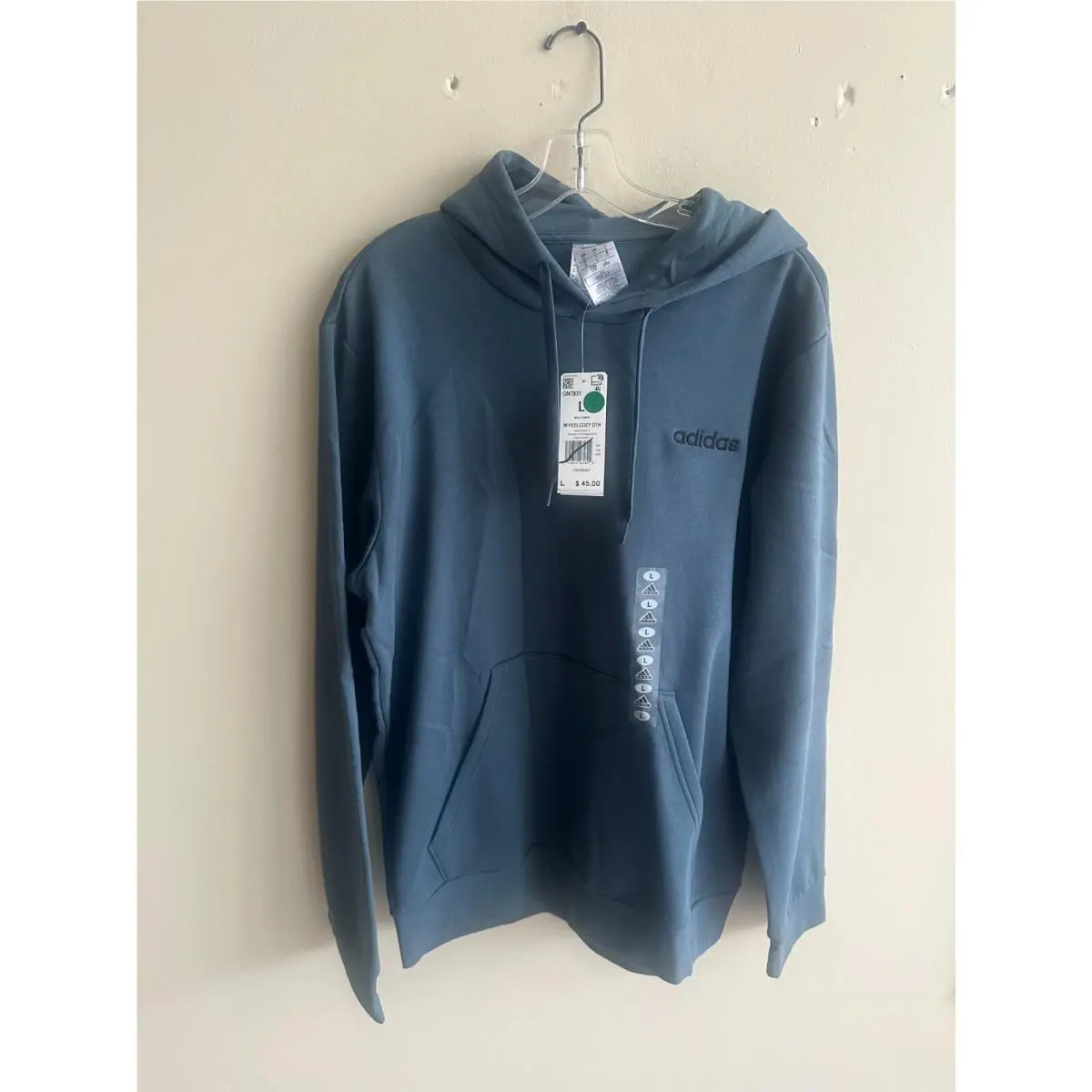 Essentials Hooded Sweatshirt Men`s L Blue M Feel Cozy Oth GN7831 N140 by Adidas