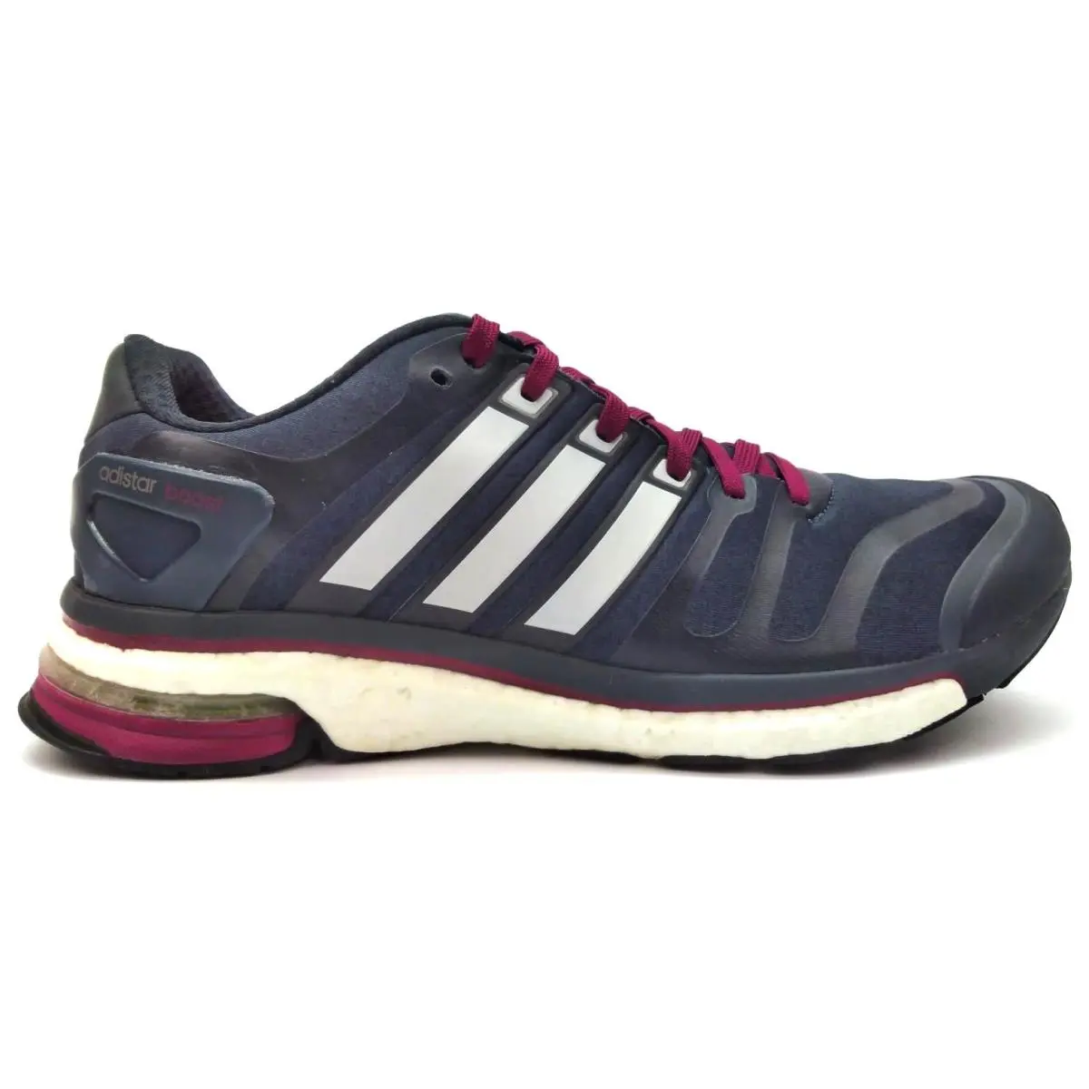 Adidas Women`s Adistar Boost Running Shoes Grey White Burgundy Size 10.5 - Grey/White/Burgundy
