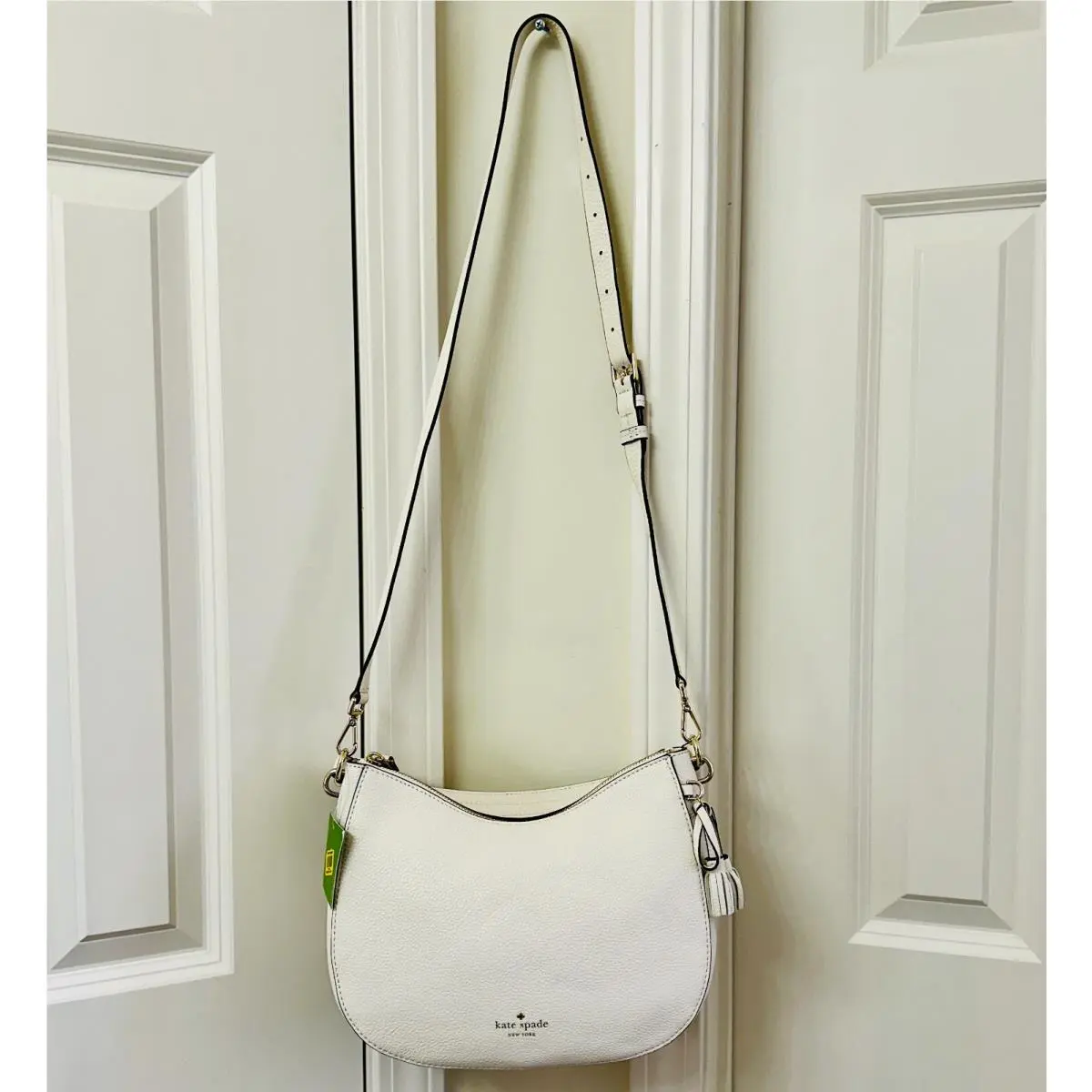 Kate Spade Hayes Street Small Aiden Cement White Leather Shoulder Crossbody
