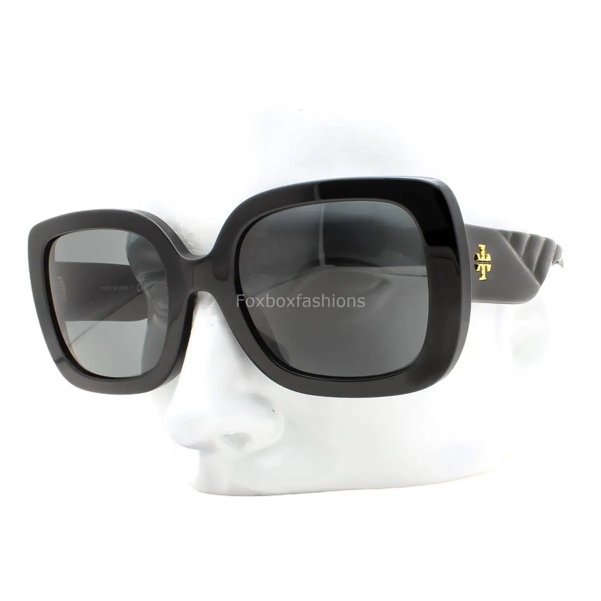 Tory Burch Sunglasses Polished Black Gold Logo TY 7179U 1709/87 with Case