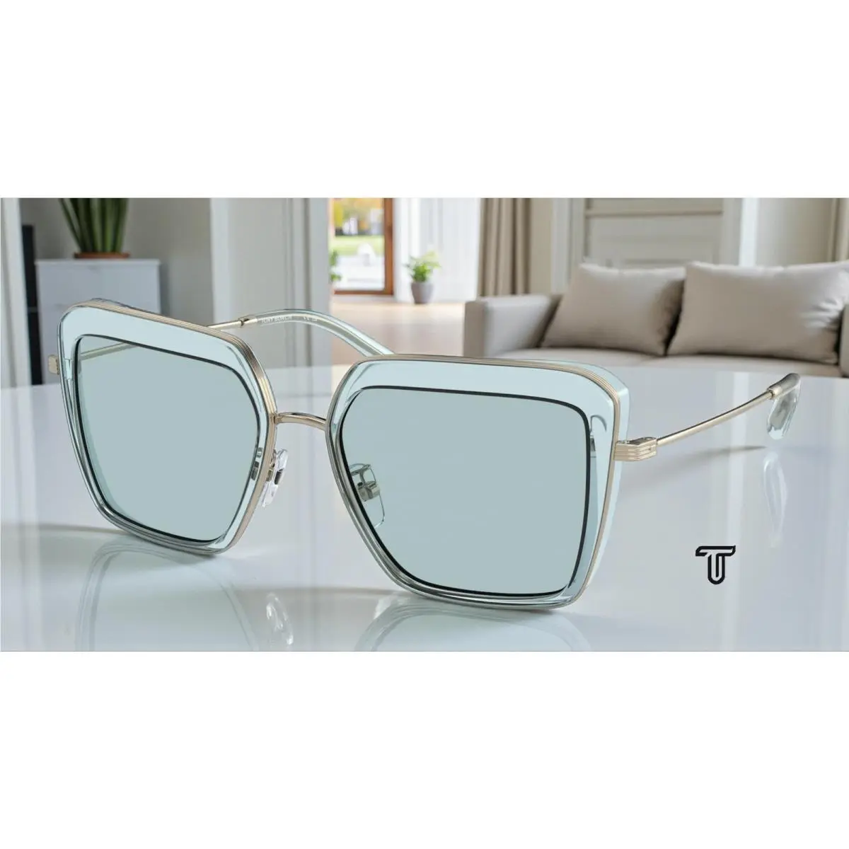 Tory Burch TY6099 3364 0 Trans Light Blue Solid Blue 53 mm Women`s Sunglasses