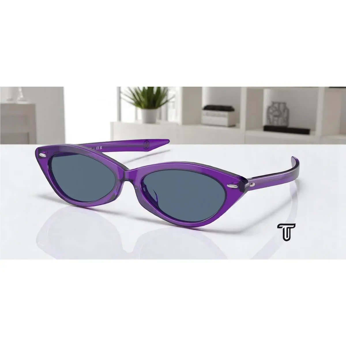 TY7197U 193580 Transparent Purple Dark Blue 53 mm Women`s Sunglasses by Tory Burch