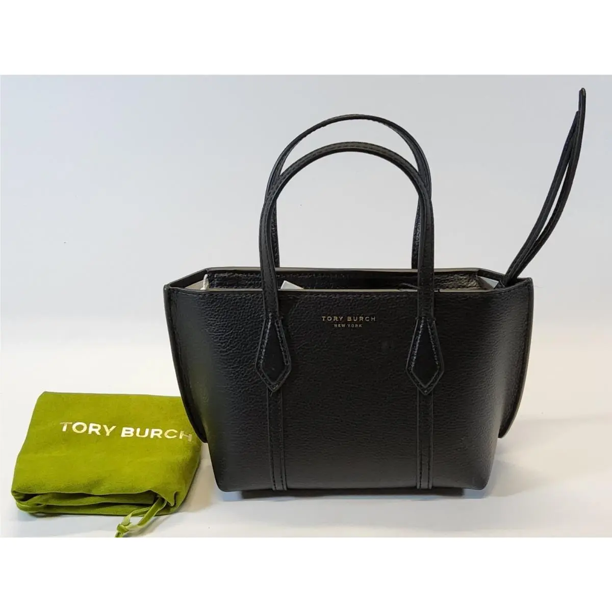 Perry Mini Tote Black Detachable Strap Zip Closure by Tory Burch