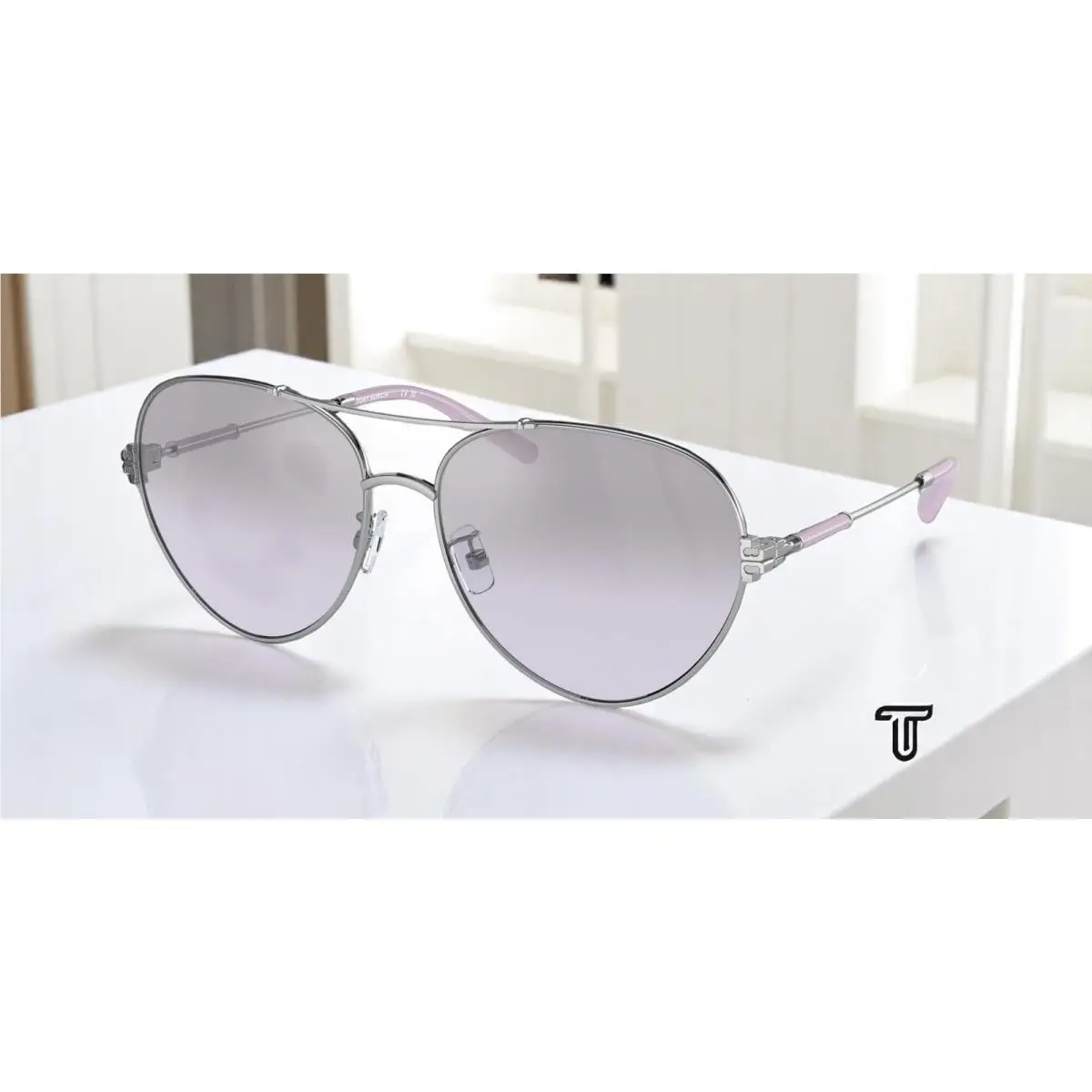 Tory Burch TY6098 33567A Silver Violet Mir Grad Silver 58 mm Women`s Sunglasses