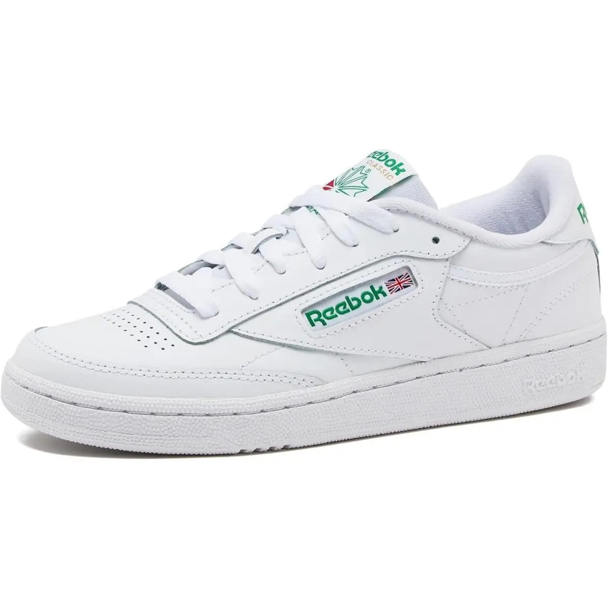 Men`s Reebok Club C85 Tennis Sneaker Shoe 100000155 White/green