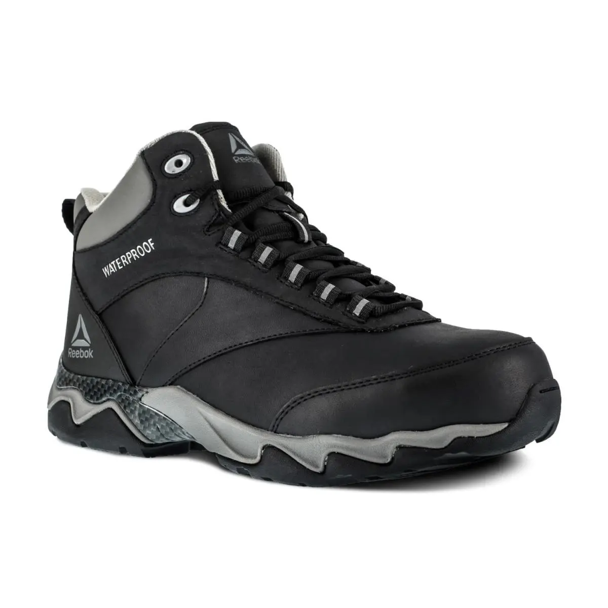 Reebok Work Beamer Comp Toe Eh Work Boot Black with Grey Trim - 8.5 Wide