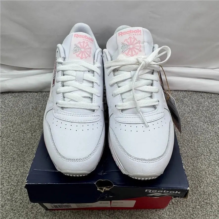Reebok shoes - Reebok Classic Leather - Classic Leather - White/White/Pink Glow (UPC: 197323011490) 7