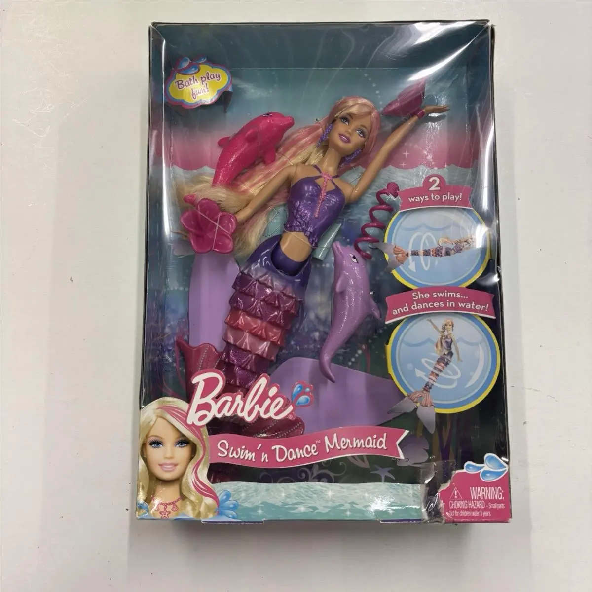 Barbie Swim `n Dance Blonde Mermaid with Two Dolphins 2010 Rare