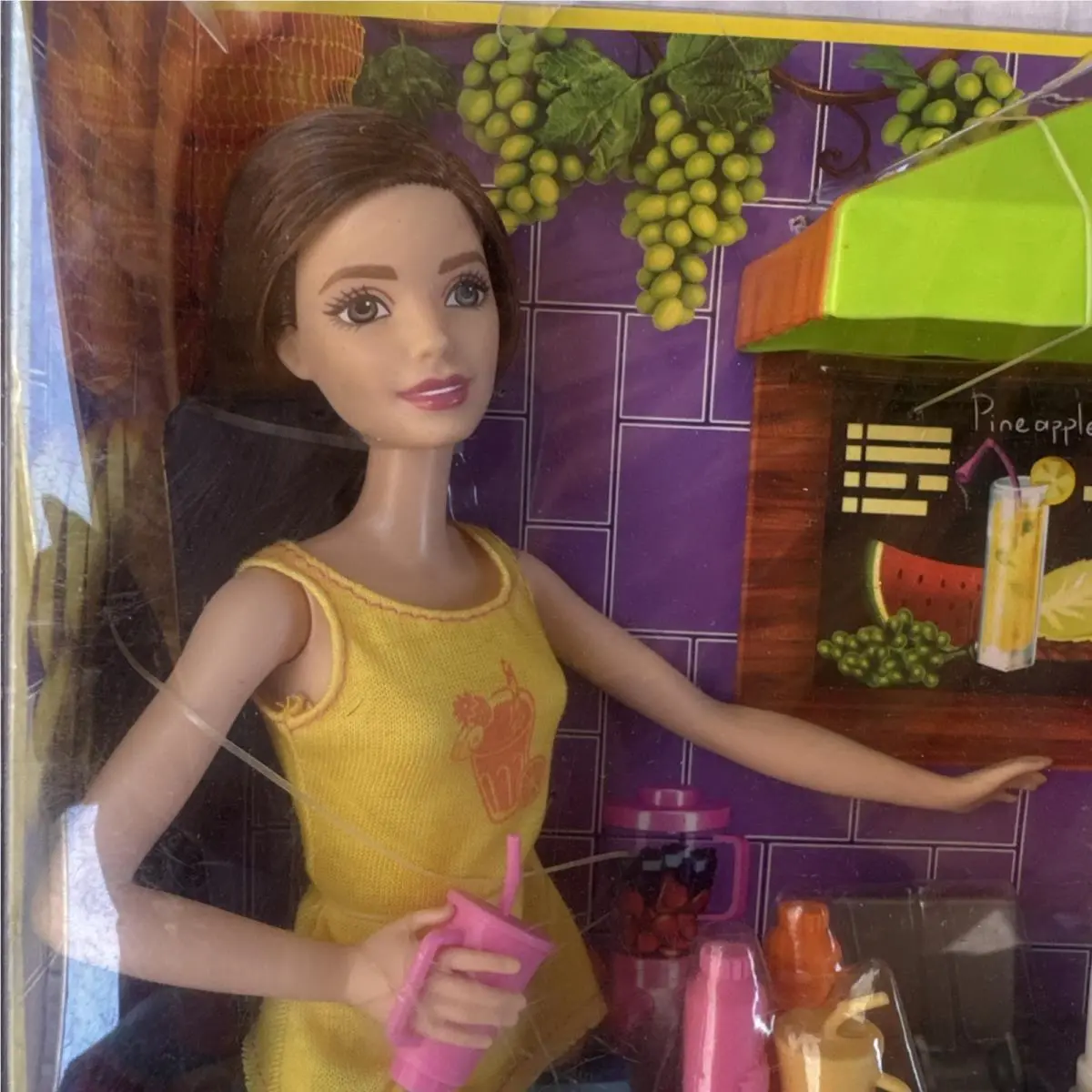 Barbie Mattel Careers Smoothie Chef Playset with Brunette Doll Juice Cart