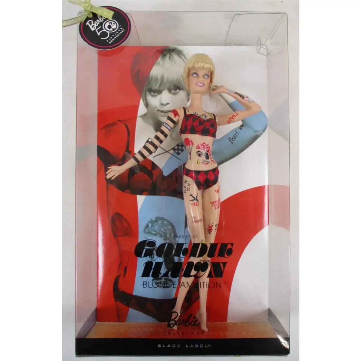 New/mib Goldie Hawn Blonde Ambition Barbie 2008 Black Label 50th Anniv Mattel