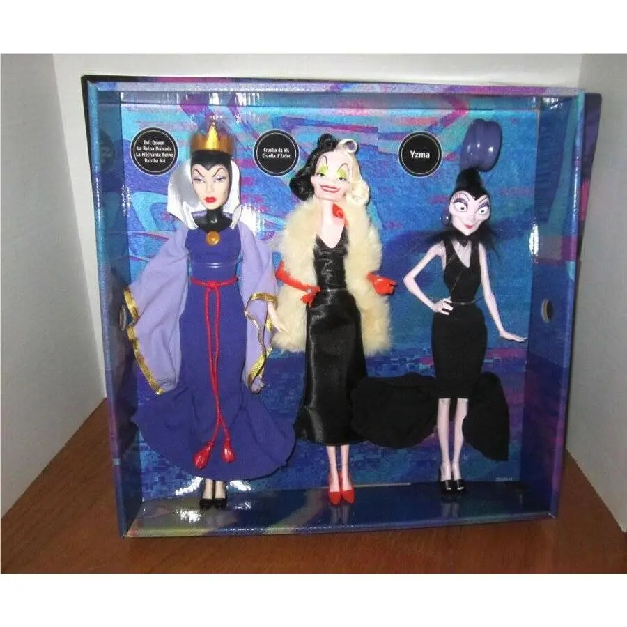 Mattel Disney Villains 3 Pack Evil Queen Cruella de Vil Yzma Dolls Shippe