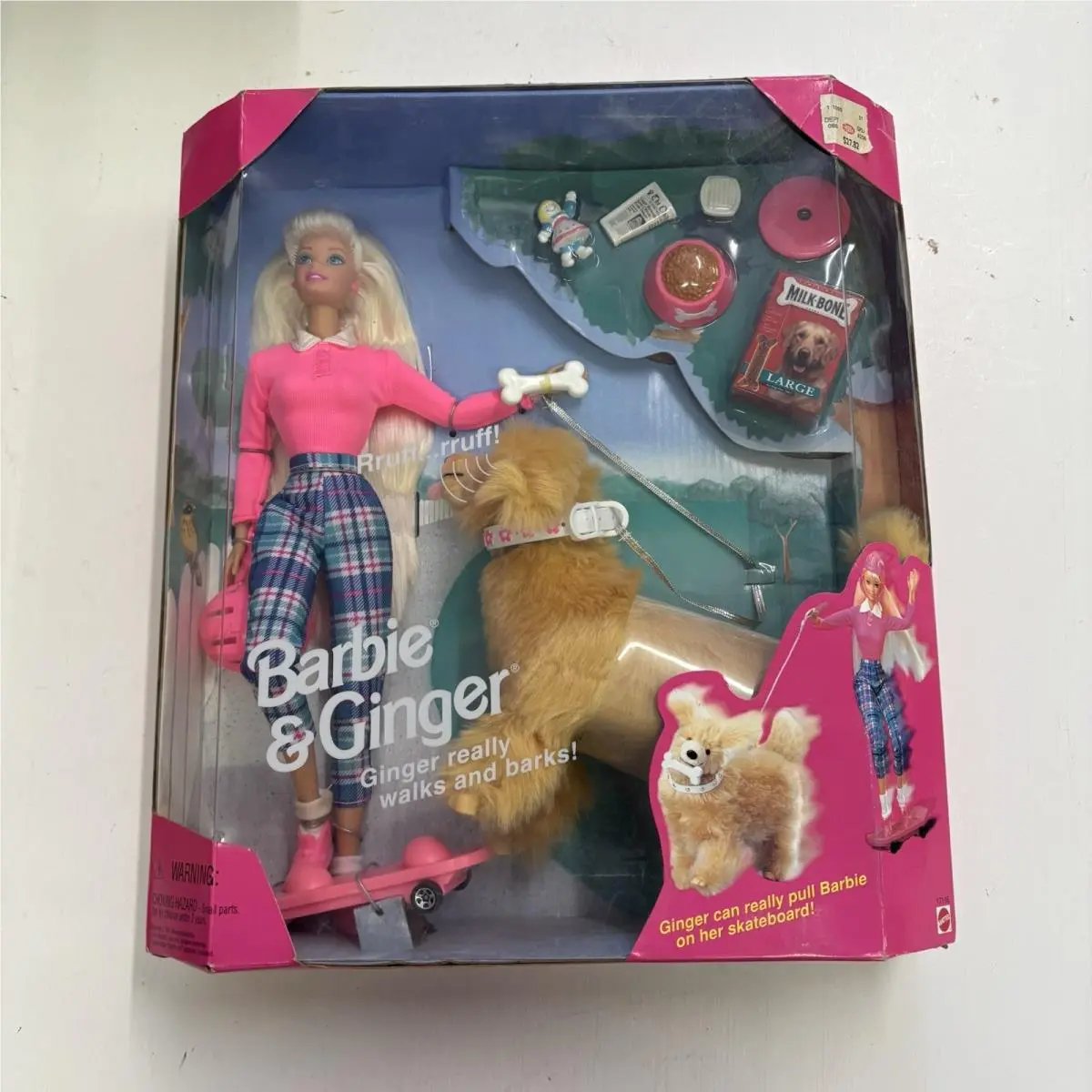 Mib Gift Barbie Vintage Dog Electronic Pet Ginger 17116 Walk Bark Skateboard
