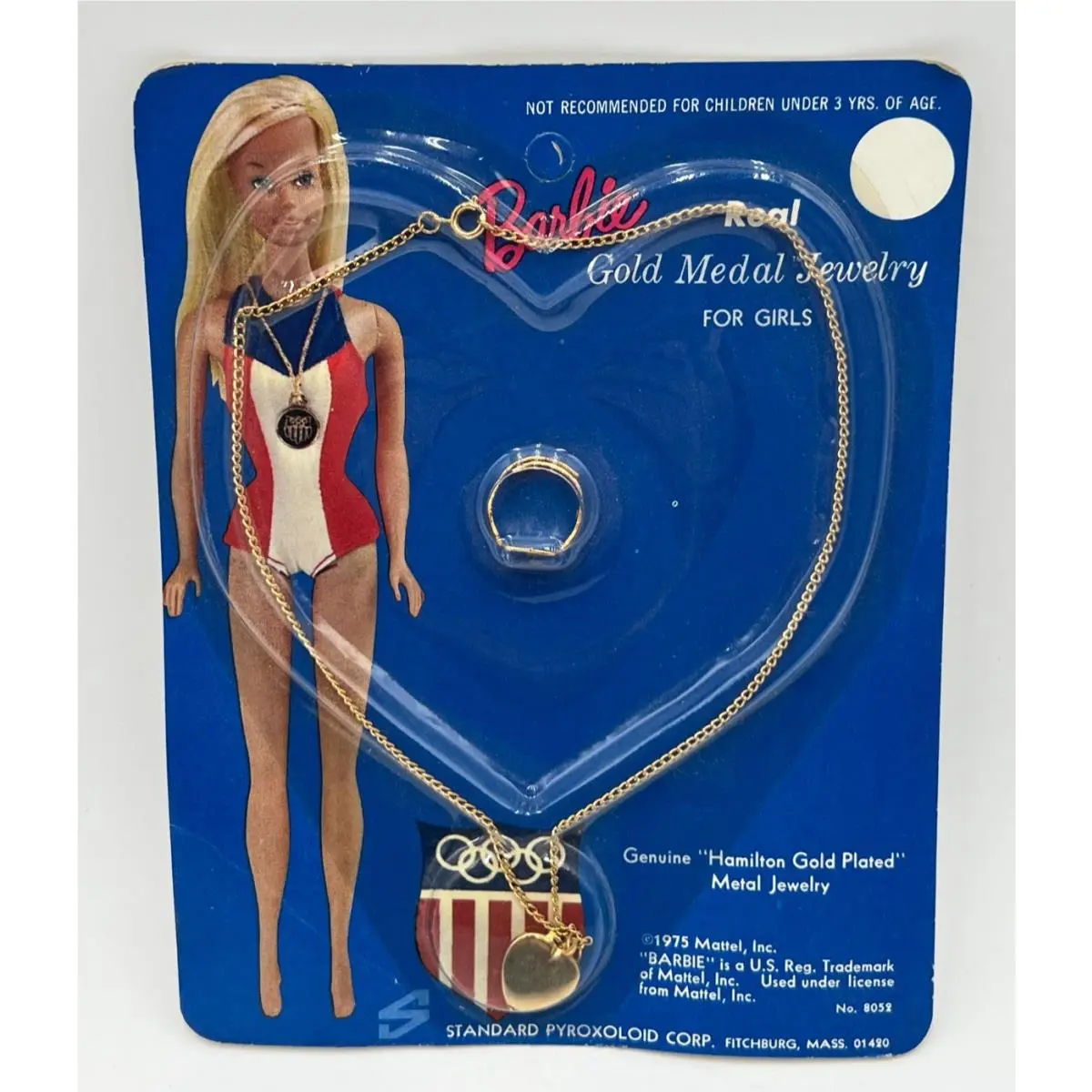 1975 Mattel Barbie Gold Medal Jewelry Ring Necklace 8052 – Rare
