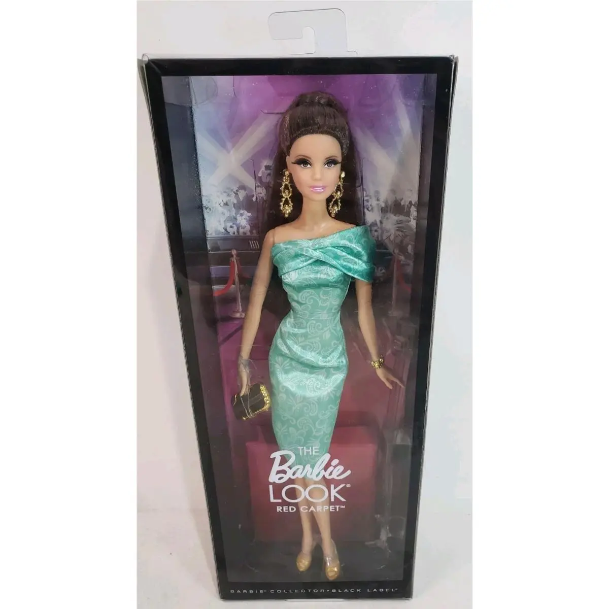 The Barbie Look Red Carpet Brunette Doll Green Dress 2013 Mattel BCP88 Nrfb