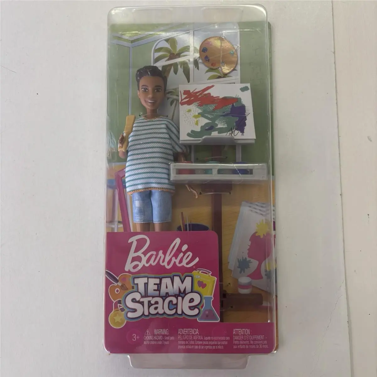 Team Stacie Barbie Doll Set Htf Ryan Artist Student -easel Canvas Paint