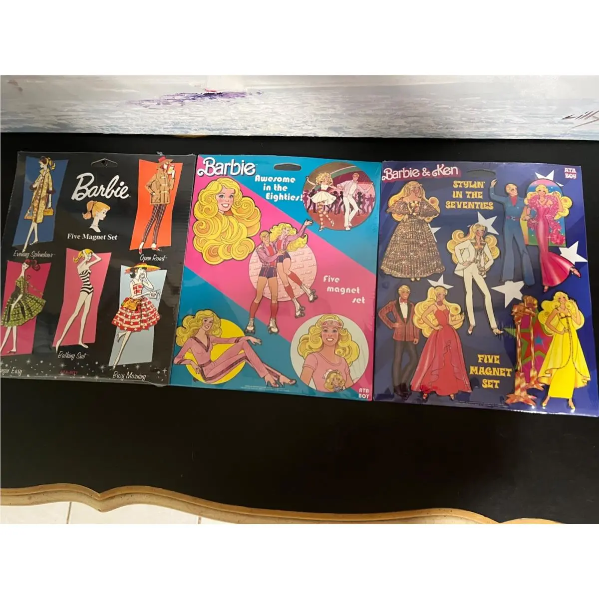 Barbie Fashion 3 Different Magnet Sets as Follows 70`s 80`s Barbie Retro