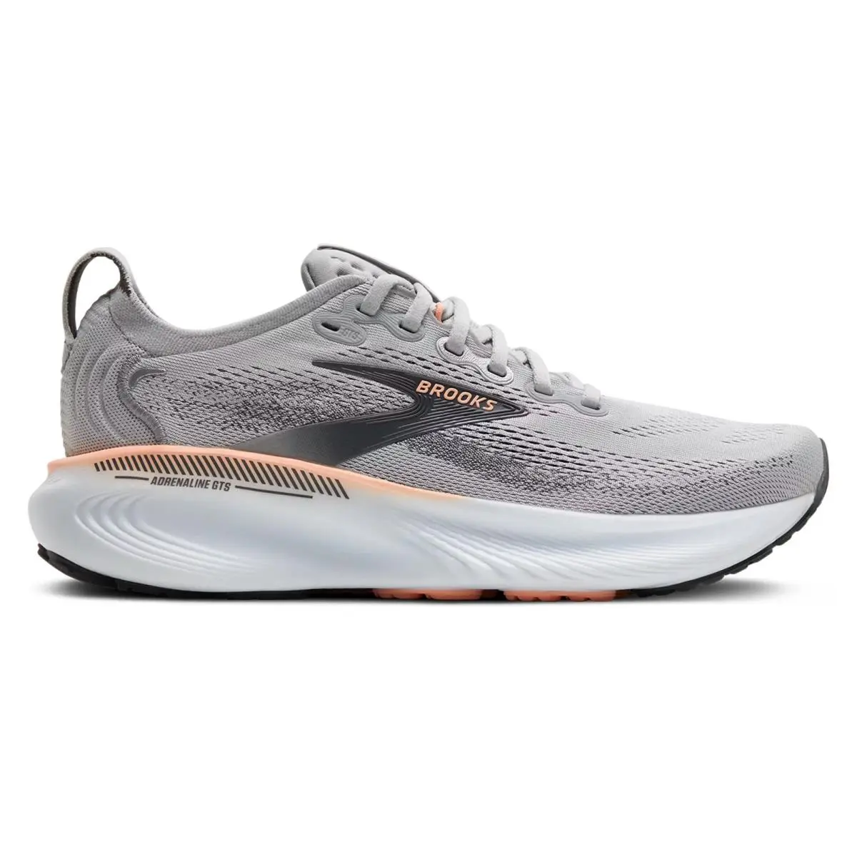 Brooks Women`s Adrenaline Gts 25 Shoes - Grey/blackened Pearl/coral B Width