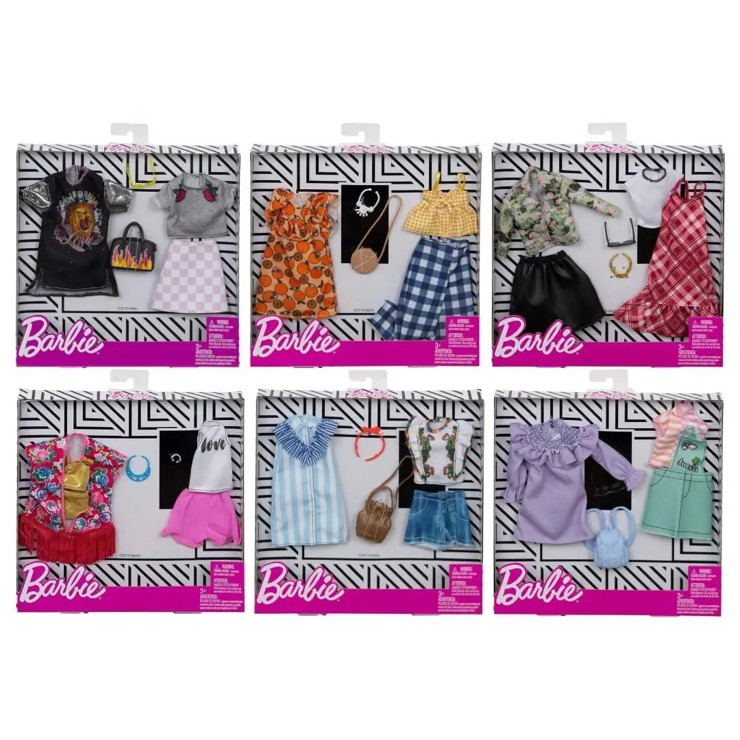 Barbie Fashion Pack Set of 6 Doll Outfits with Accessories
