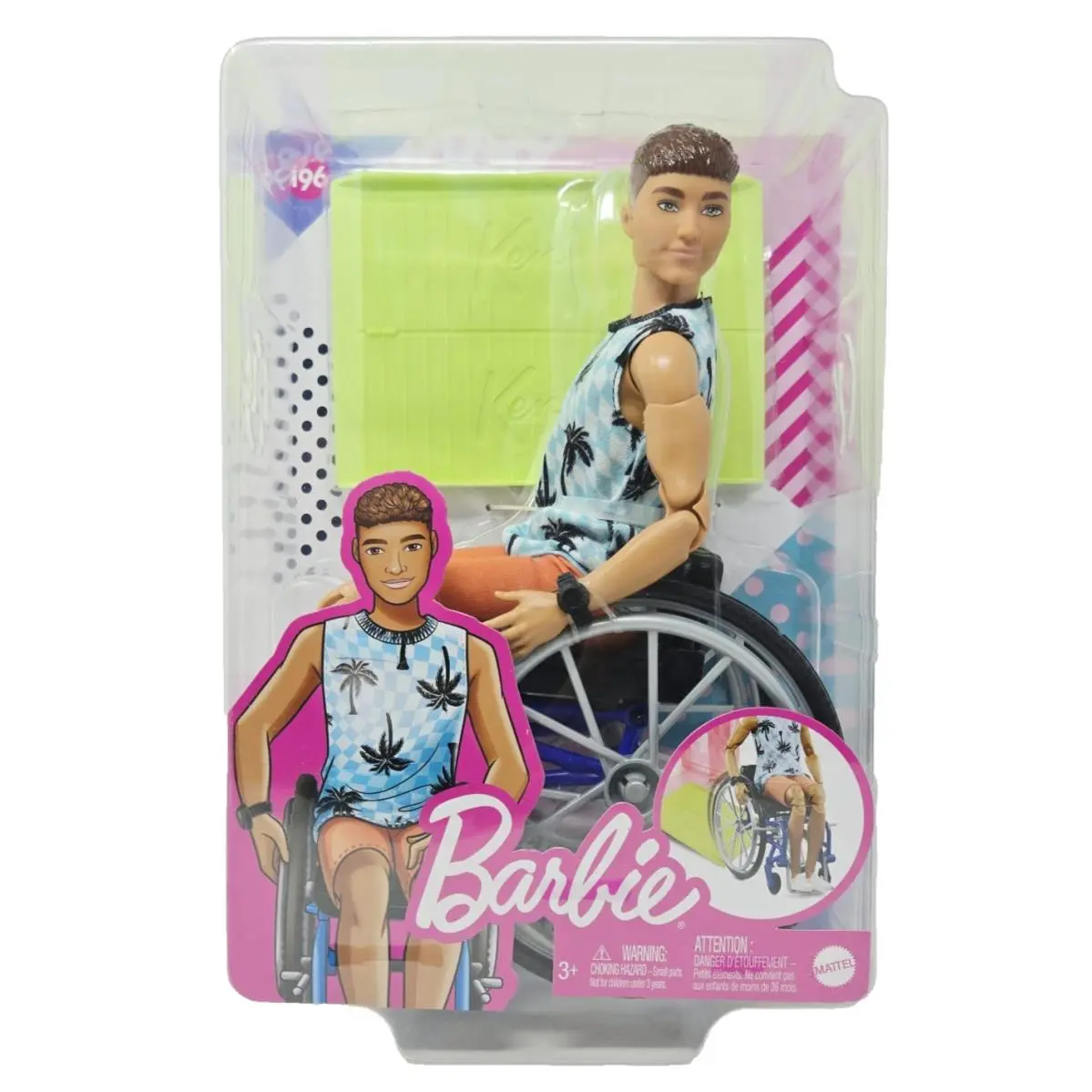 Barbie Fashionista Ken Doll 196 Articulated Brown Hair Green Eyes Wheelchair