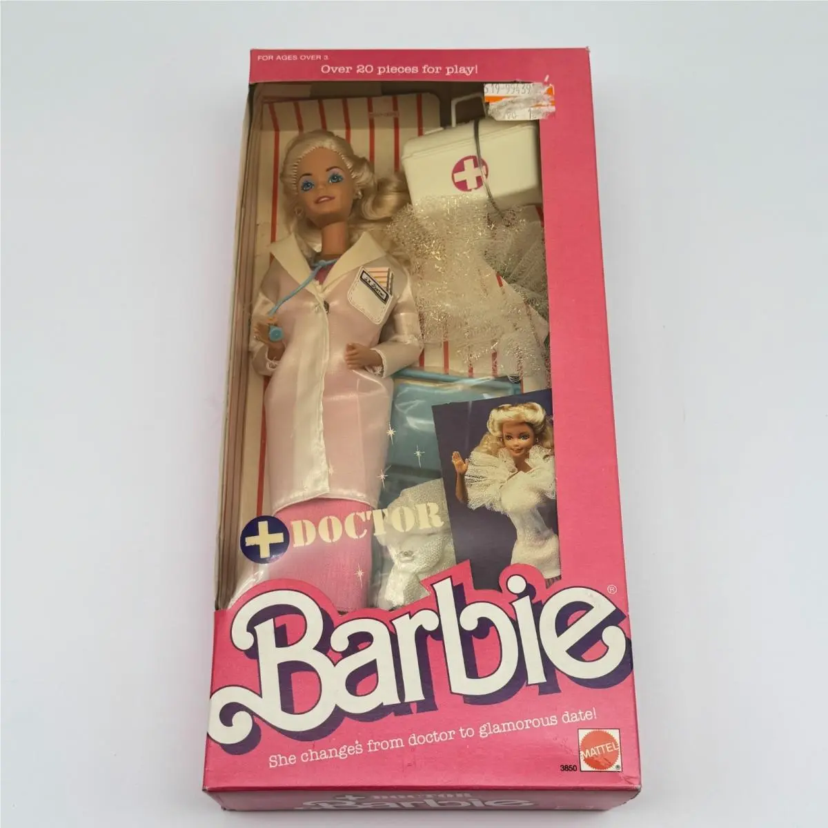 Vintage 1987 Doctor Barbie Doll 2-in-1 Outfit Lab Coat Gown Mattel 3850 Nrfb