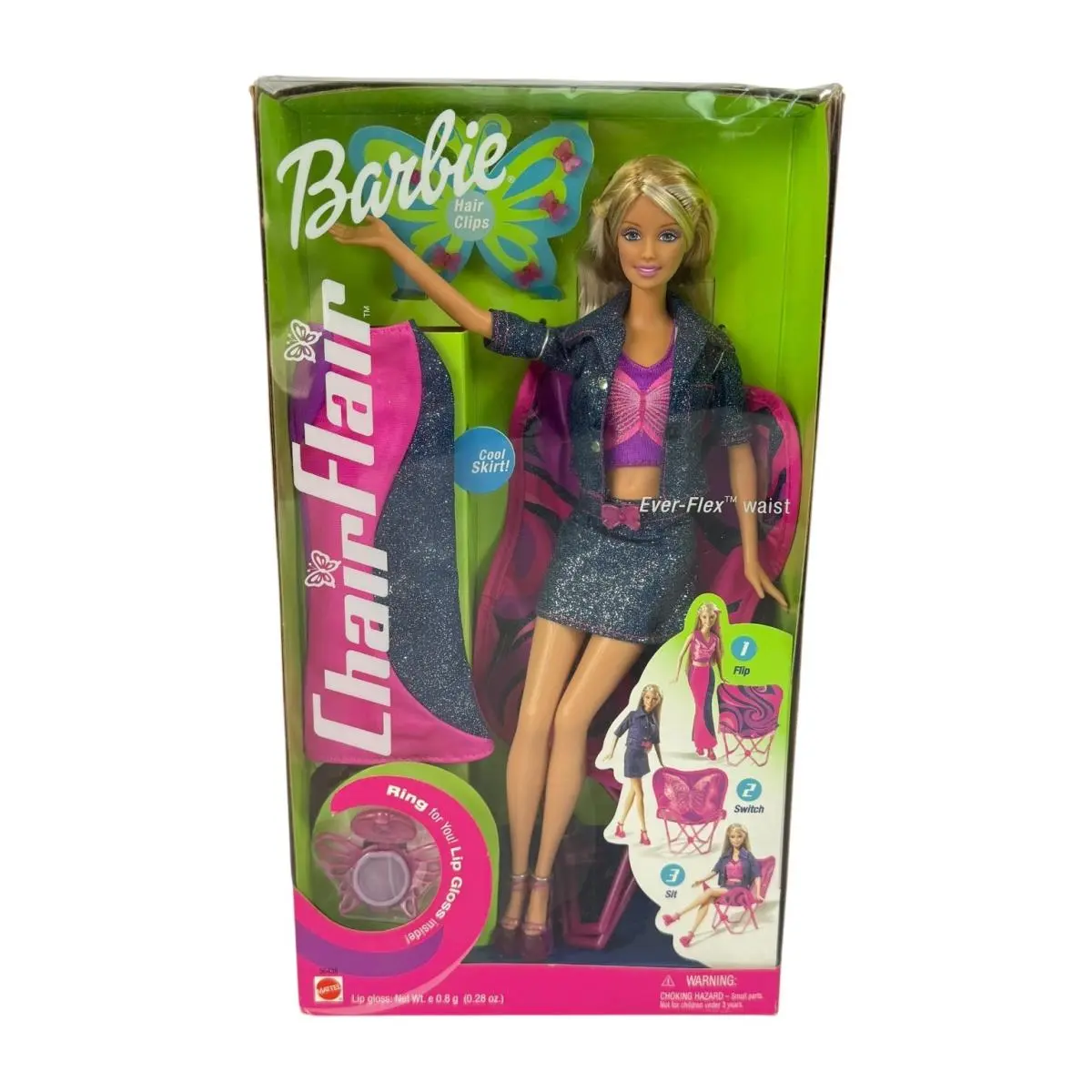 Barbie Chair Flair Doll 2002 Mattel Nrfb Blonde Hair Ever-flex Waist Lip