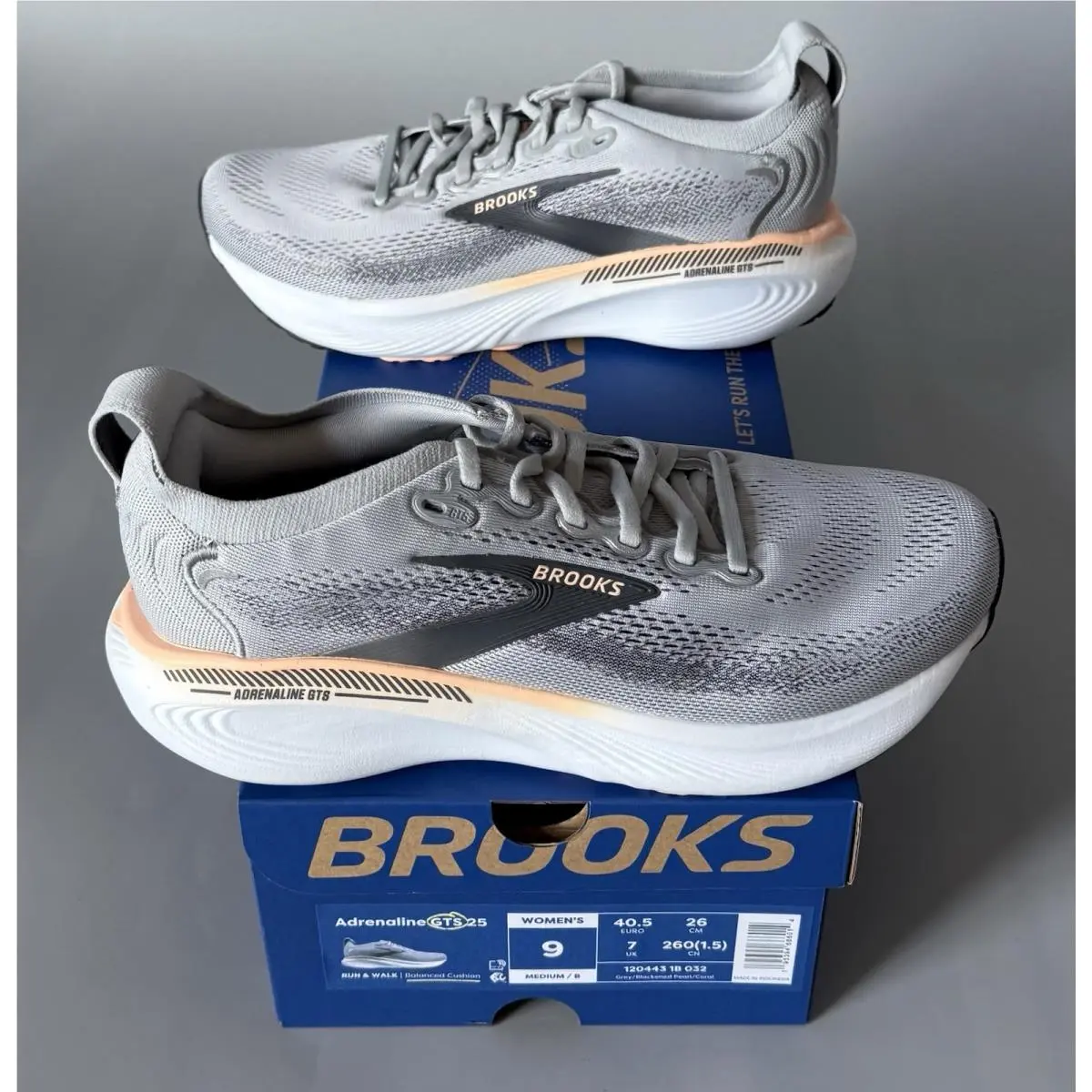 Brooks Adrenaline Gts 25 Running Shoes — w/ Box — Women’s Size 9B — Grey
